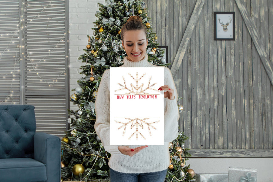 New Years:  Resolution Big Snowflake Dry Erase        -      Dry Erase Foam Core