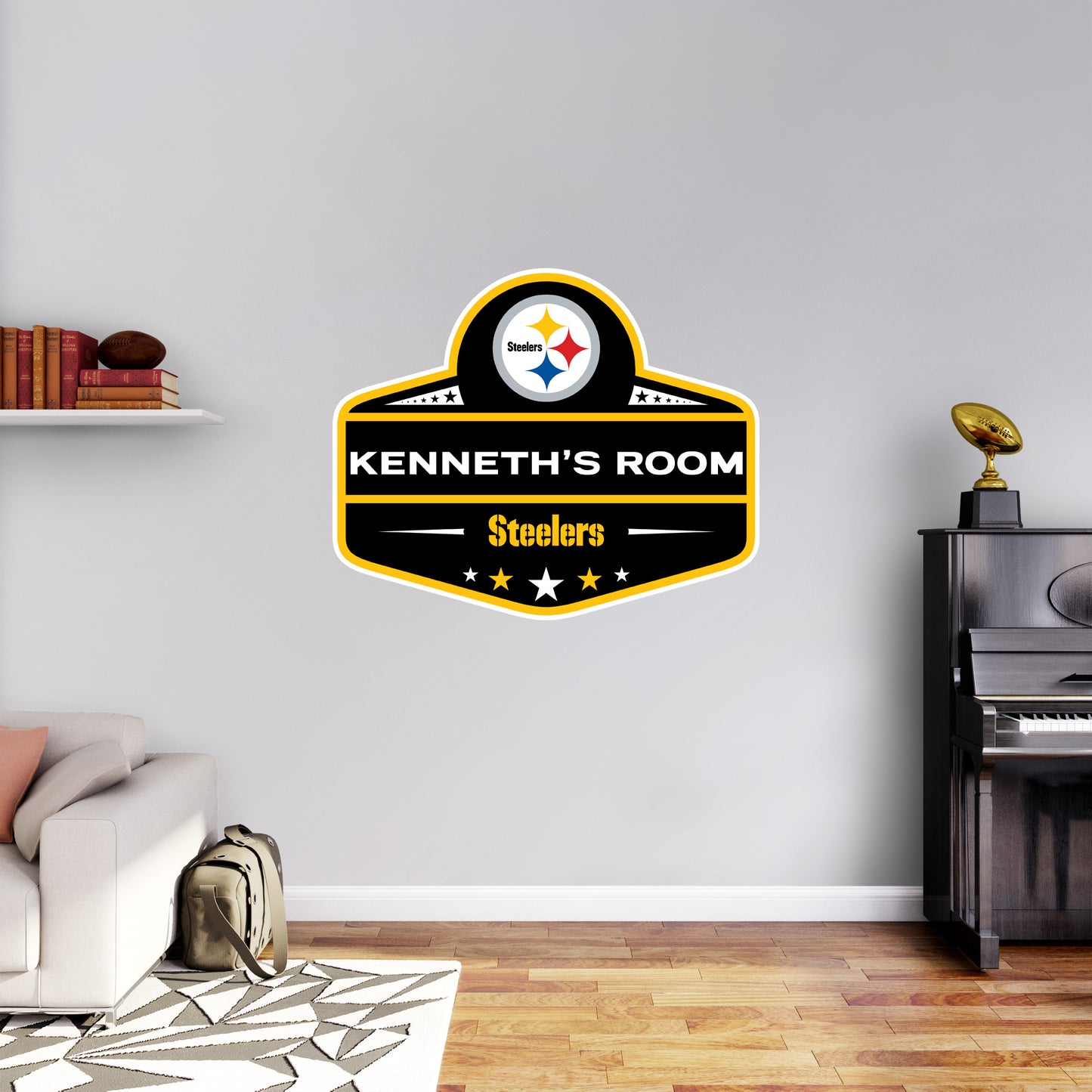 Pittsburgh Steelers:   Badge Personalized Name        - Officially Licensed NFL Removable     Adhesive Decal