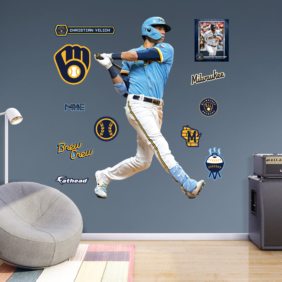 Christian Yelich - RealBig City Connect Collection - Official MLB - Milwaukee Brewers - Reusable Vinyl Wall Decals