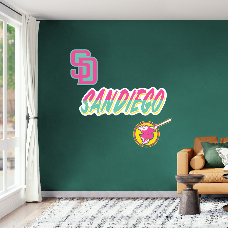 San Diego Padres - RealBig Connect Logo Collection - Official MLB - Reusable Vinyl Wall Decals