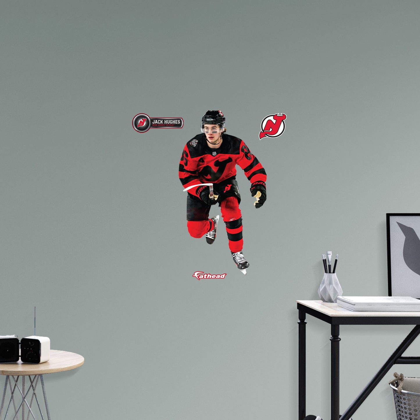 New Jersey Devils: Jack Hughes Stadium Series        - Officially Licensed NHL Removable     Adhesive Decal