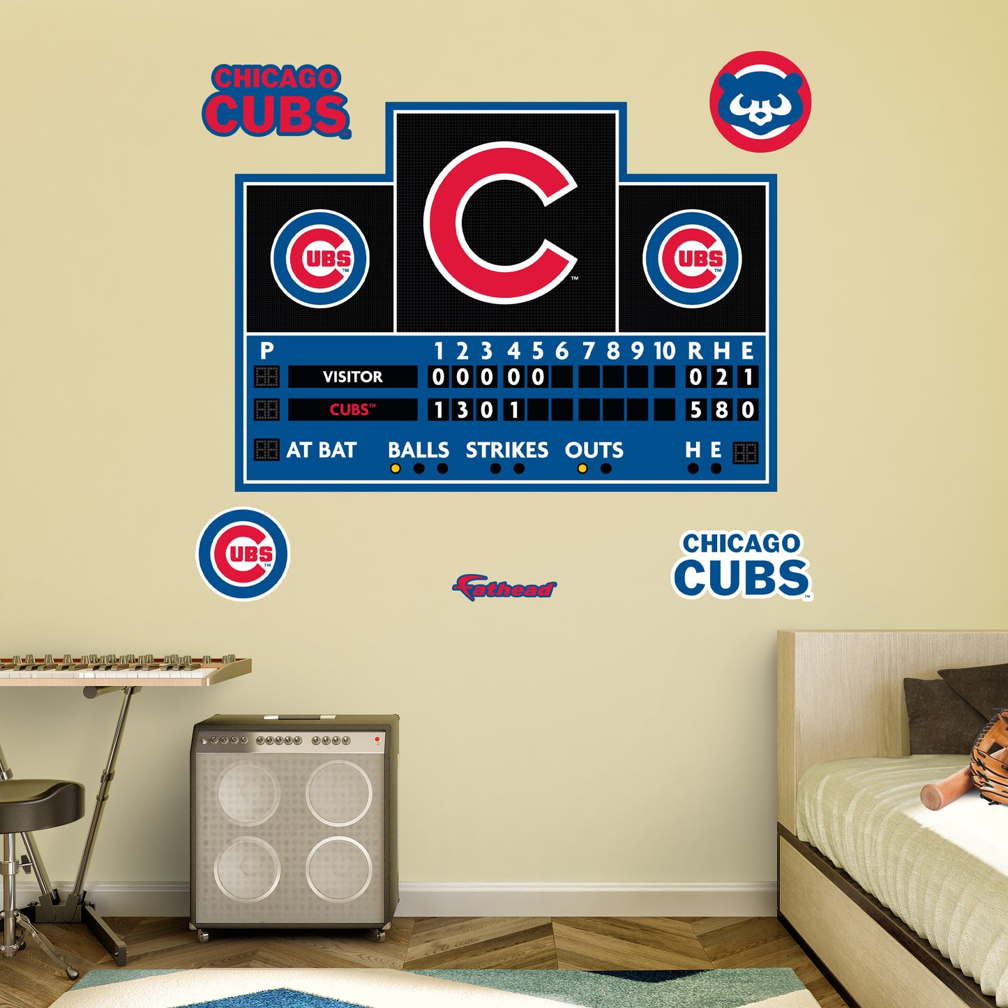 Chicago Cubs:  Scoreboard        - Officially Licensed MLB Removable     Adhesive Decal