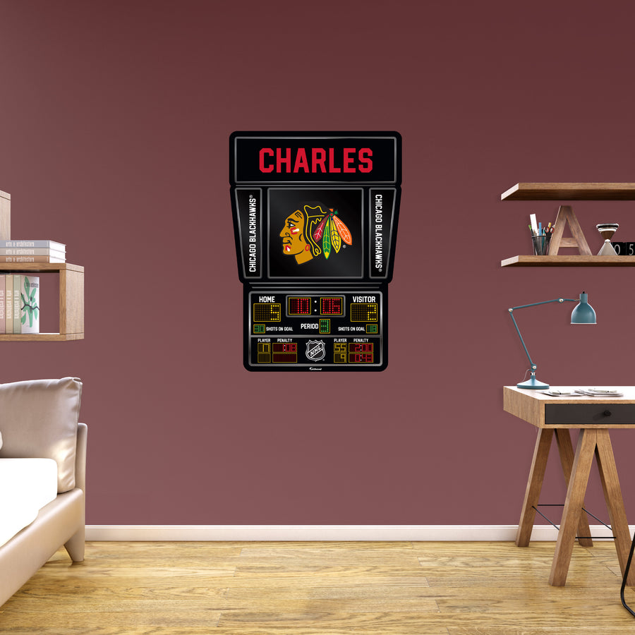 Chicago Blackhawks - Scoreboard Graphic - With Personalized Name - Official NHL - Vinyl Transfer Decal