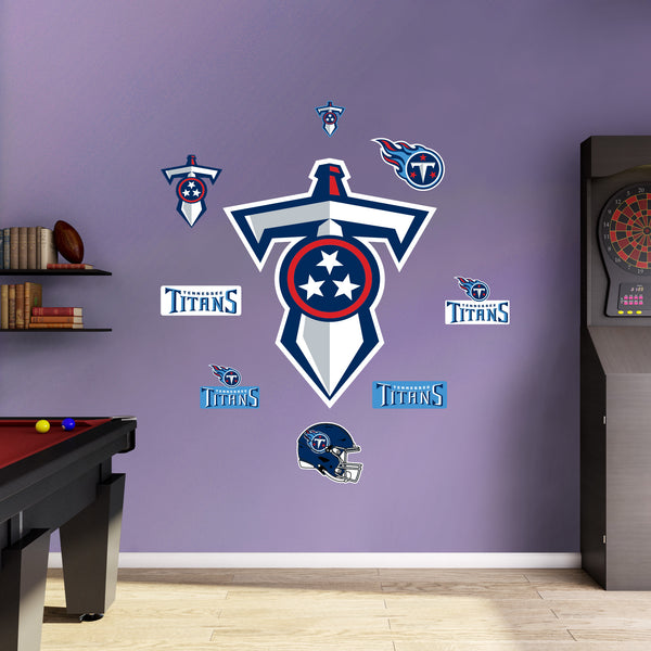 Tennessee Titans (Light Blue): Logo Pattern - NFL Peel & Stick Wallpaper 12 x 12 Sample