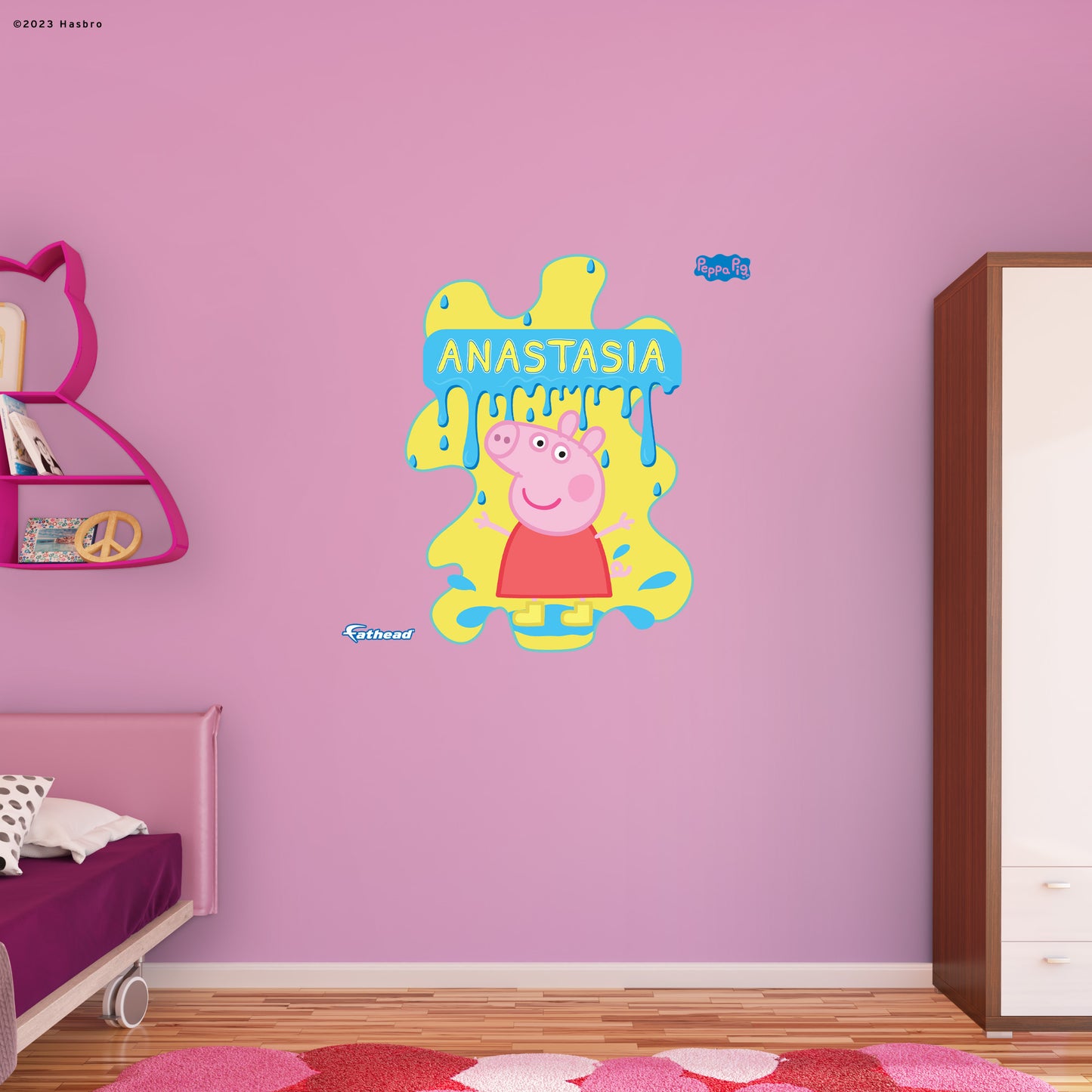 Peppa Pig: Peppa Splat Personalized Name Icon        - Officially Licensed Hasbro Removable     Adhesive Decal
