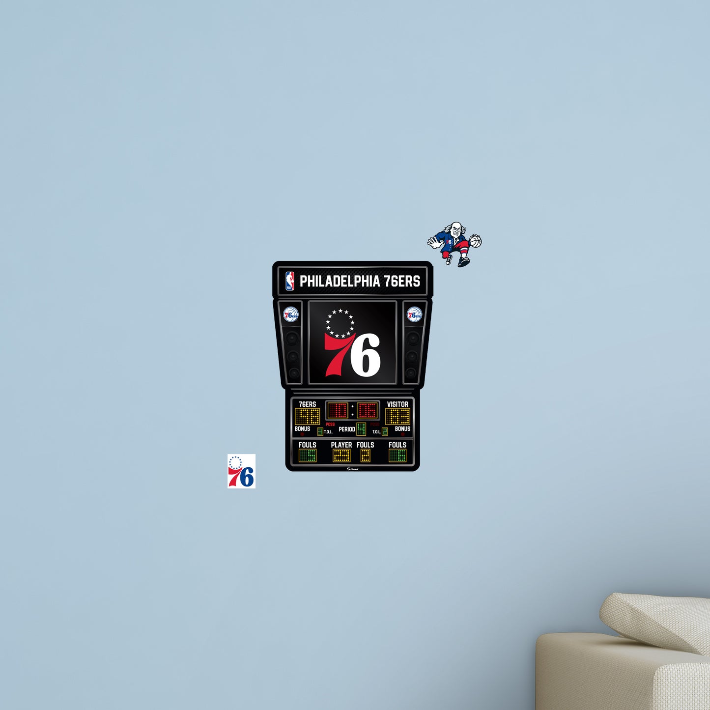 Philadelphia 76ers - RealBig Scoreboard Collection - Official NBA - Reusable Vinyl Wall Decals