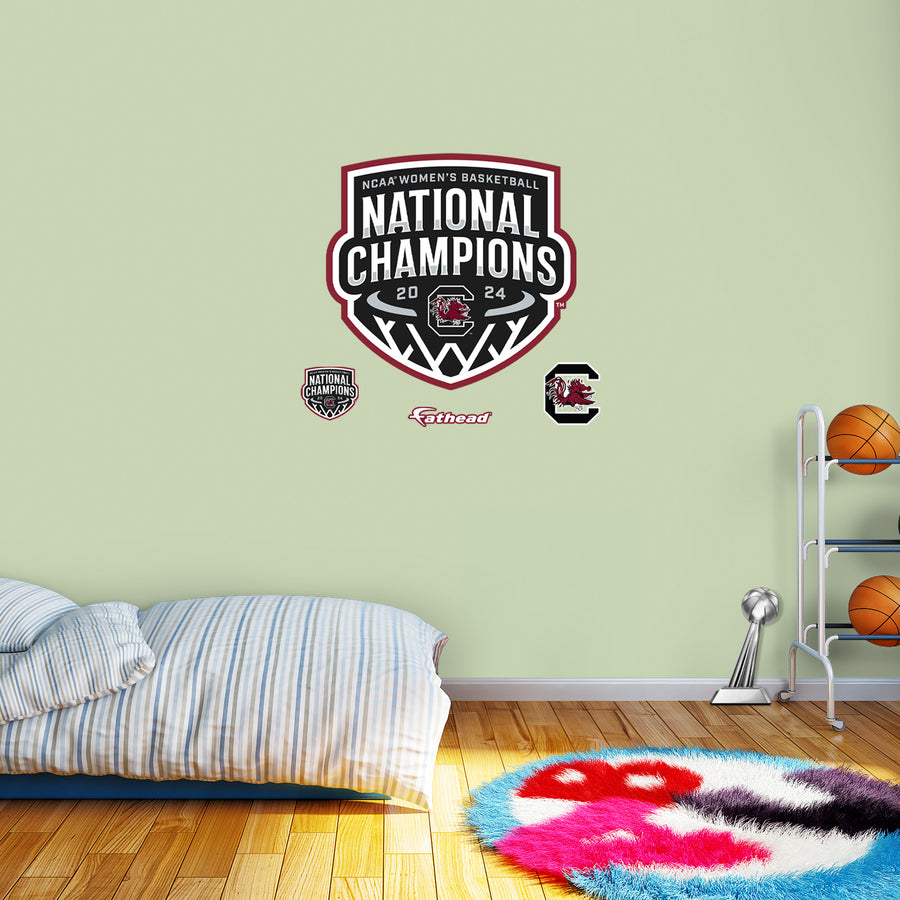 South Carolina Gamecocks - RealBig 2024 Women's Basketball National Champions Logo Collection - Official NCAA - Reusable Vinyl Wall Decals