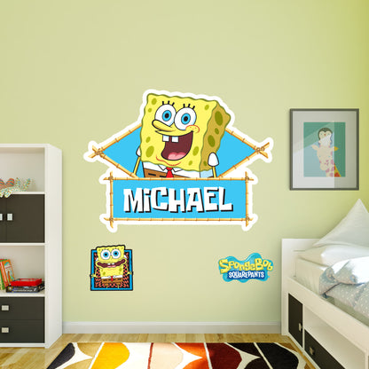 Spongebob Squarepants: Spongebob Tiki Personalized Name Icon        - Officially Licensed Nickelodeon Removable     Adhesive Decal