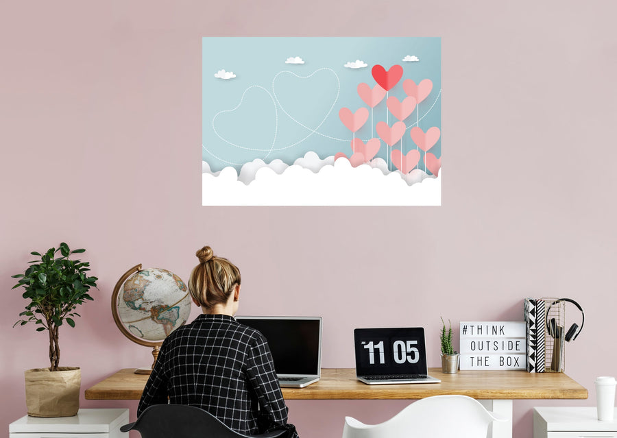 Valentine's Day:  On the Clouds Erase        -   Removable     Adhesive Decal