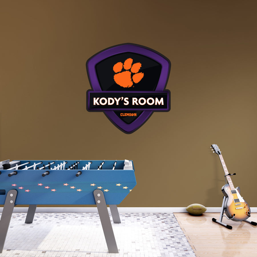 Clemson Tigers - Badge - With Personalized Name - Official NCAA - Vinyl Transfer Decal