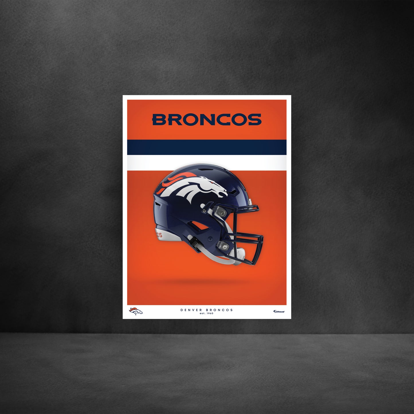 Denver Broncos - Helmet Series - Peel & Stick Poster - Official NFL - Reusable Vinyl Wall Decal