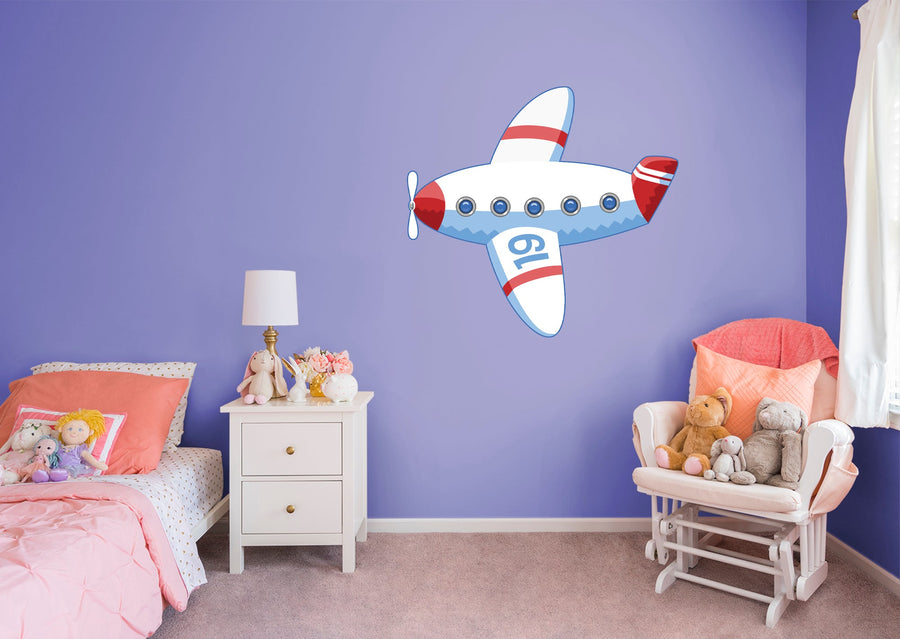 Nursery: Planes White Plane Icon        -   Removable     Adhesive Decal