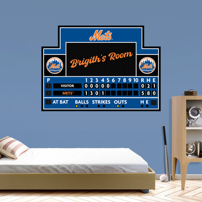 New York Mets: Scoreboard Personalized Name        - Officially Licensed MLB Removable     Adhesive Decal