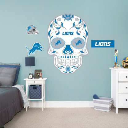 Detroit Lions:   Skull        - Officially Licensed NFL Removable     Adhesive Decal