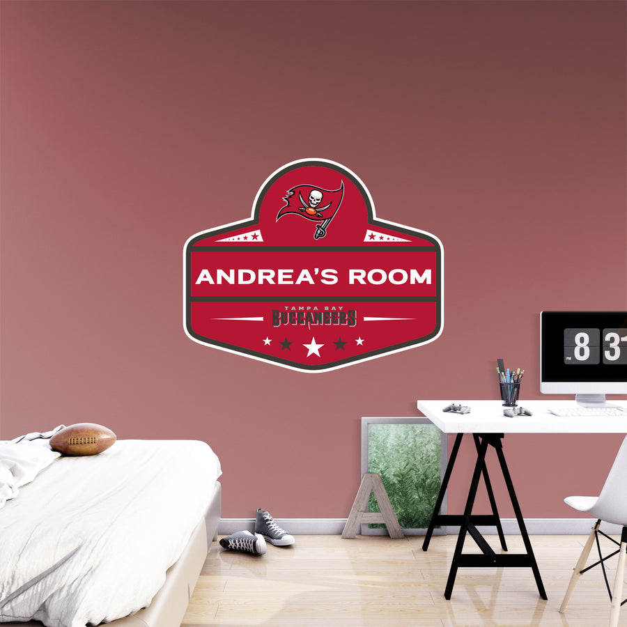 Tampa Bay Buccaneers - Badge - With Personalized Name - Official NFL - Reusable Vinyl Transfer Decal