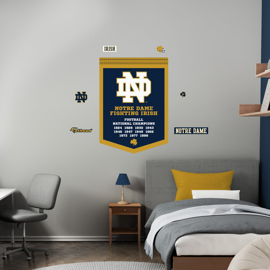 Notre Dame Fighting Irish - Football National Championships Banner - Official NCAA - Reusable Vinyl Wall Decals
