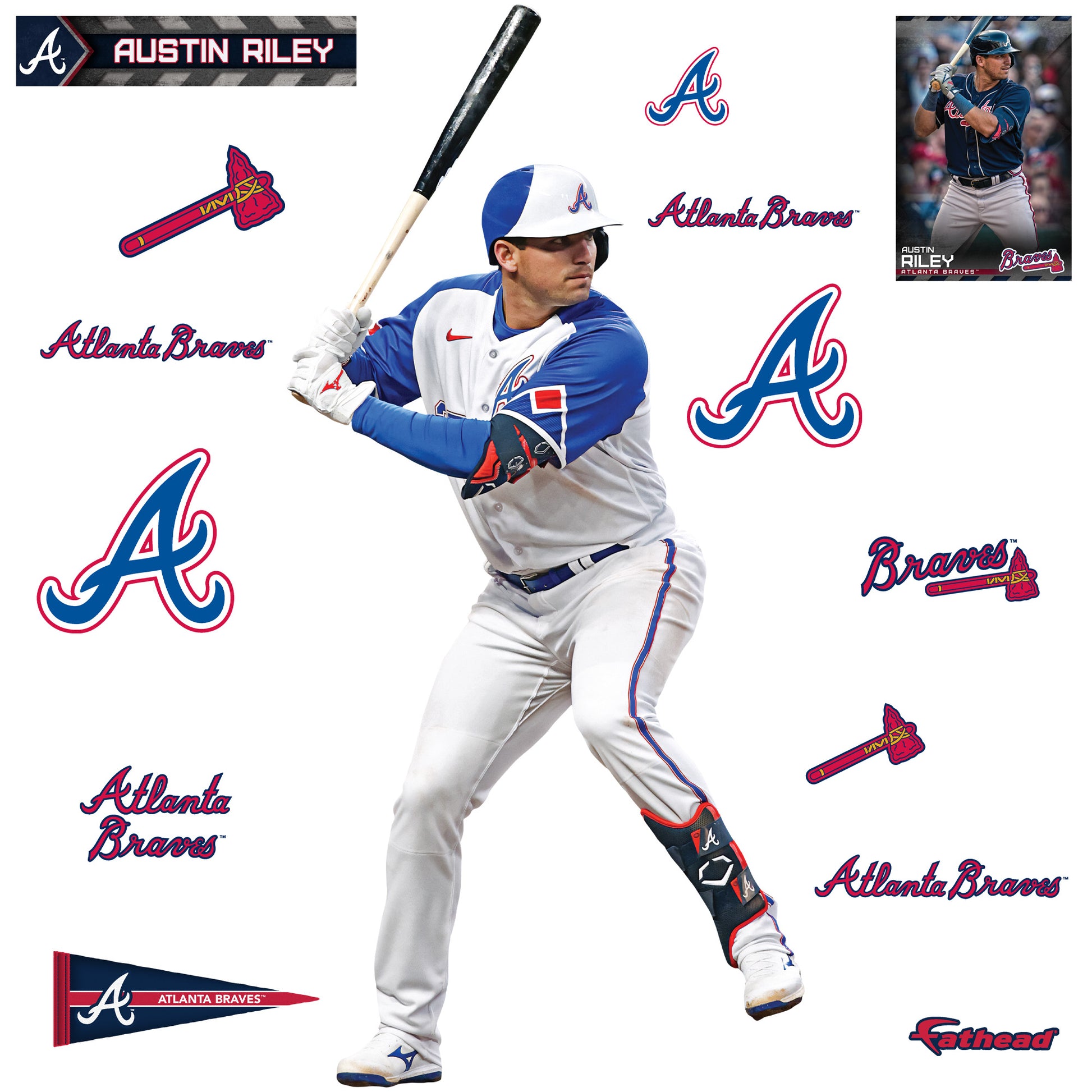 Austin Riley Baseball Player Illustration Card / Atlanta 