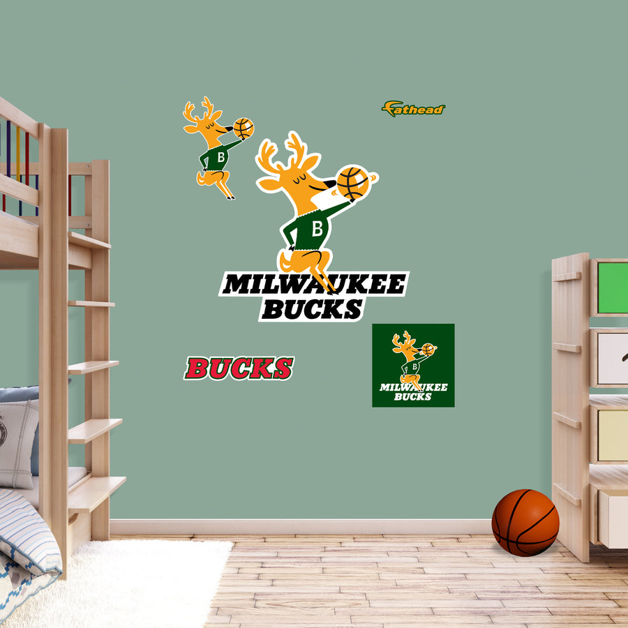 Milwaukee Bucks - RealBig Classic Logo Collection - Official NBA - Reusable Vinyl Wall Decals