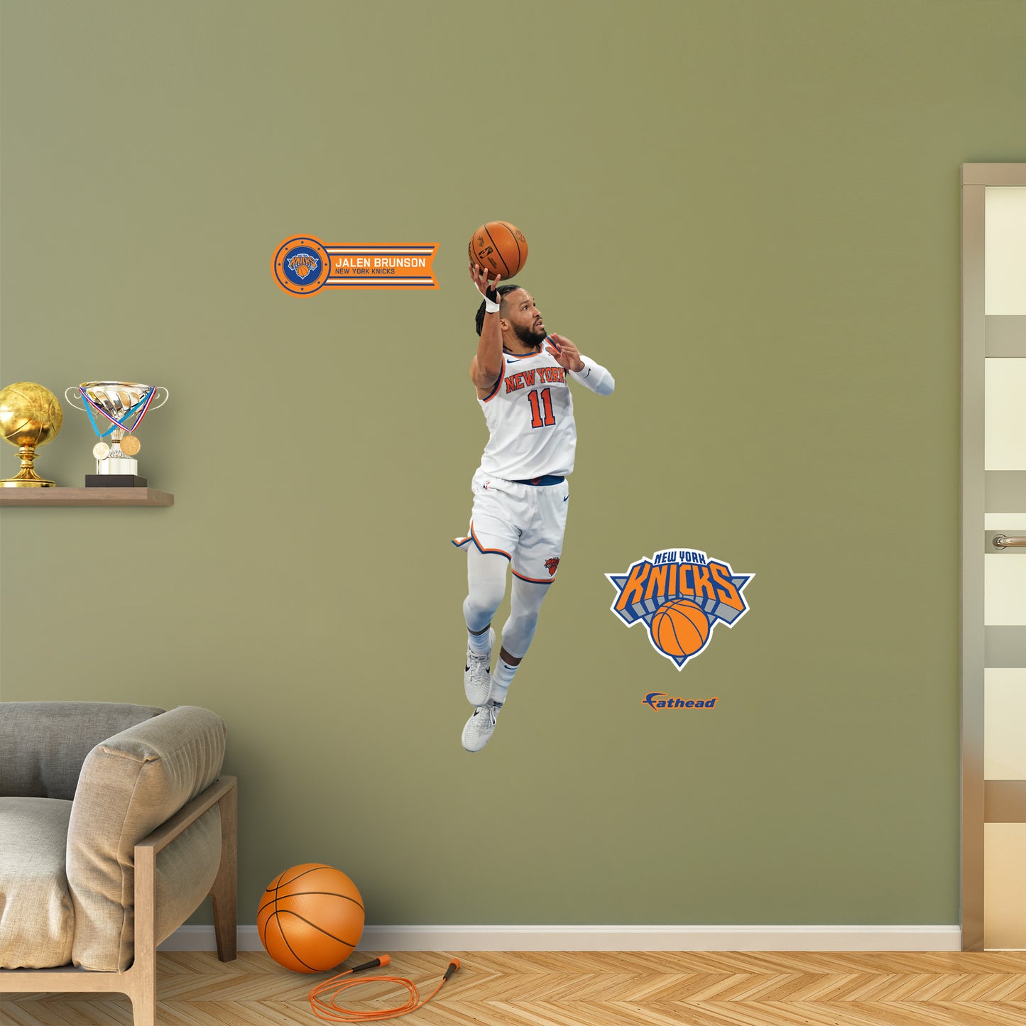 Jalen Brunson Floater - RealBig Collection - Official NBA - New York Knicks - Reusable Vinyl Wall Decals