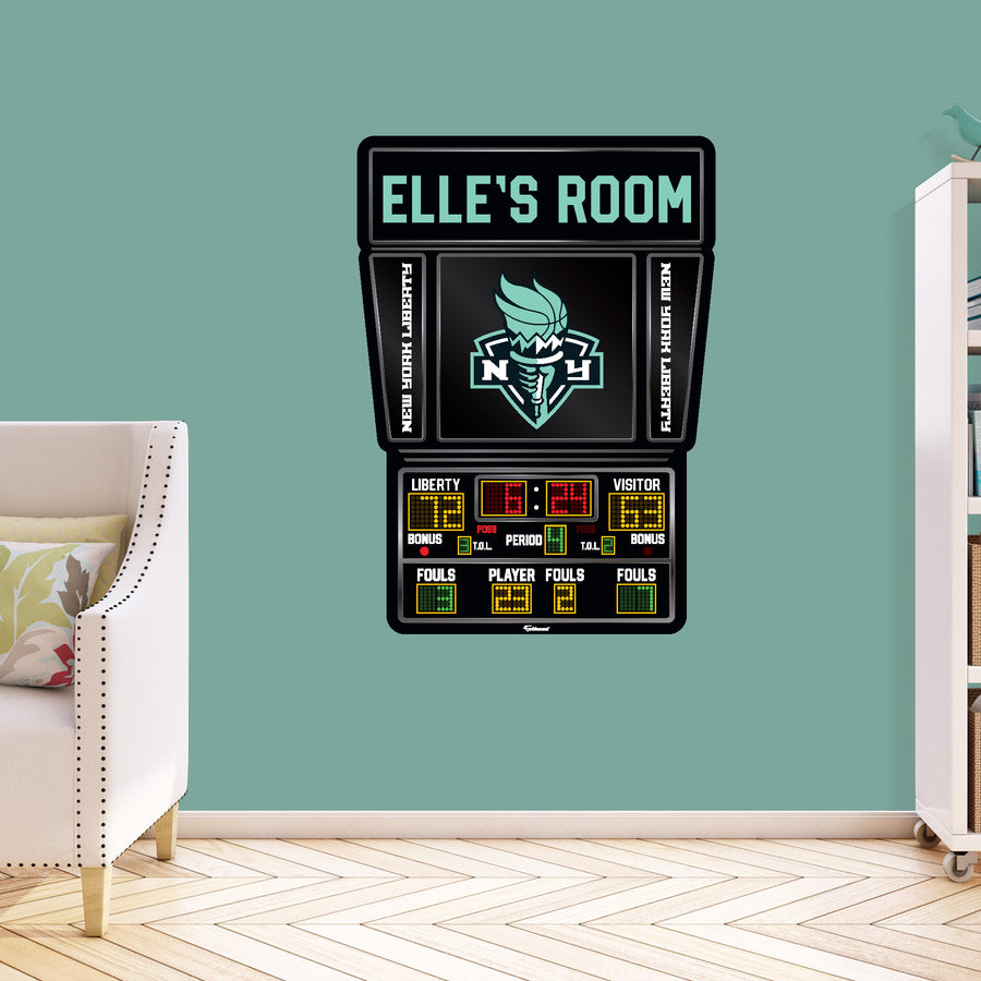New York Liberty - Scoreboard Graphic - With Personalized Name - Official WNBA - Vinyl Transfer Decal