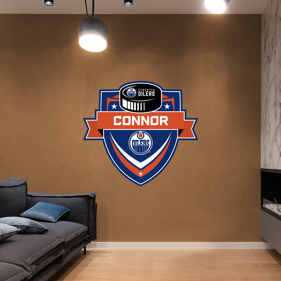 Edmonton Oilers - Badge - With Personalized Name - Official NHL - Vinyl Transfer Decal