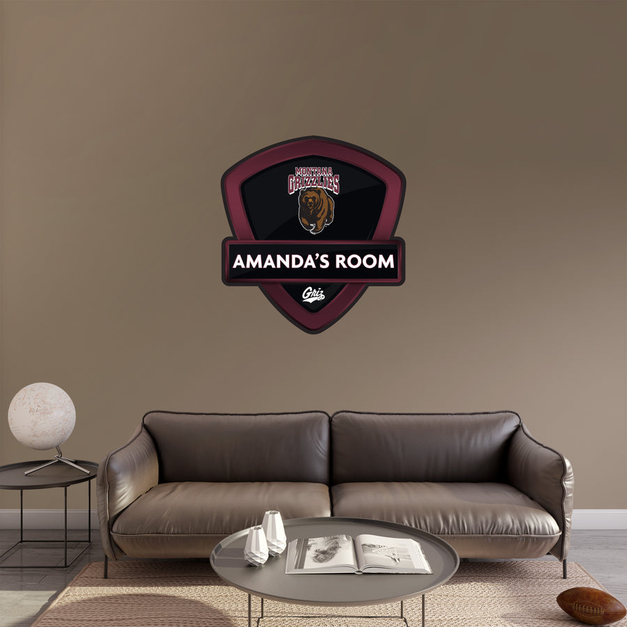 Montana Grizzlies - Badge - With Personalized Name - Official NCAA - Vinyl Transfer Decal