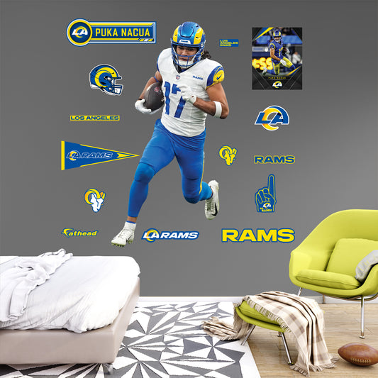 Los Angeles Rams: Puka Nacua Away        - Officially Licensed NFL Removable     Adhesive Decal