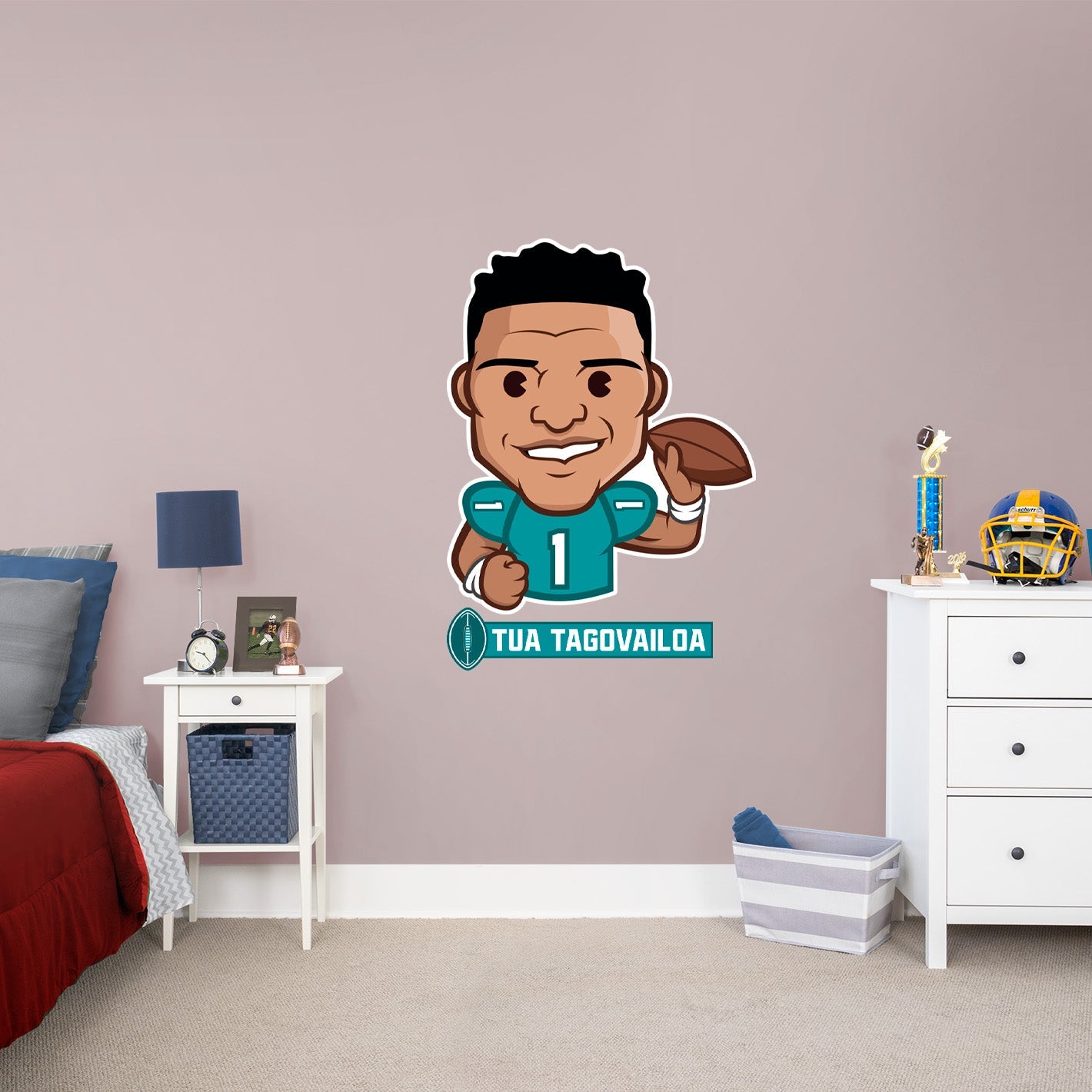 Miami Dolphins: Tua Tagovailoa  Emoji        - Officially Licensed NFLPA Removable     Adhesive Decal