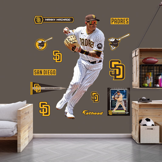 San Diego Padres: Manny Machado  Fielding        - Officially Licensed MLB Removable     Adhesive Decal