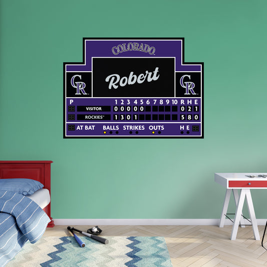 Colorado Rockies: Scoreboard Personalized Name        - Officially Licensed MLB Removable     Adhesive Decal