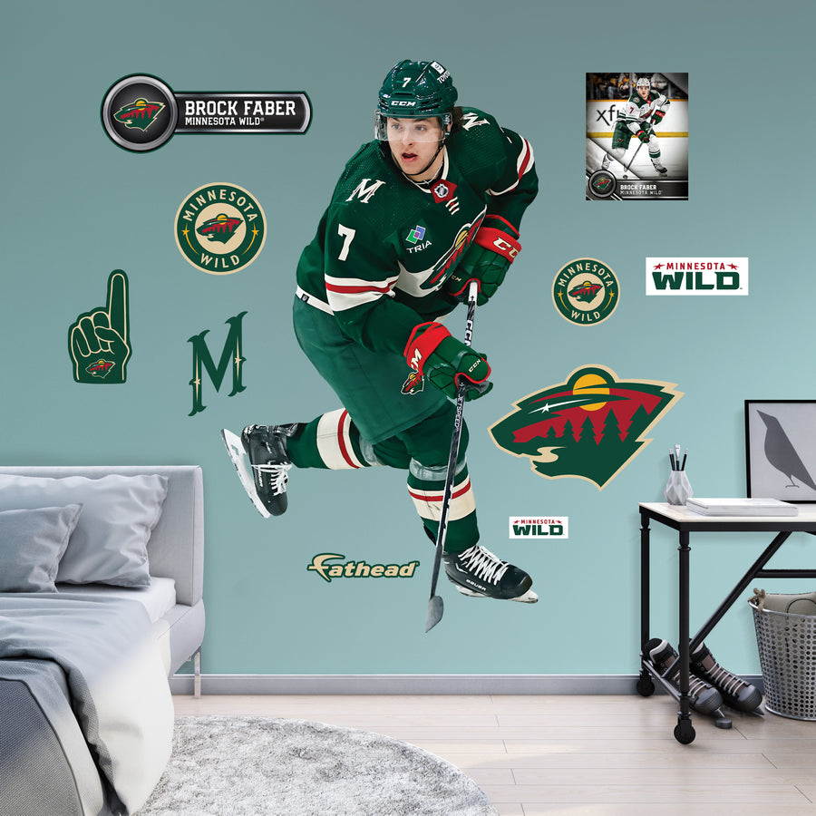 Brock Faber - RealBig Collection - Official NHL - Minnesota Wild - Reusable Vinyl Wall Decals