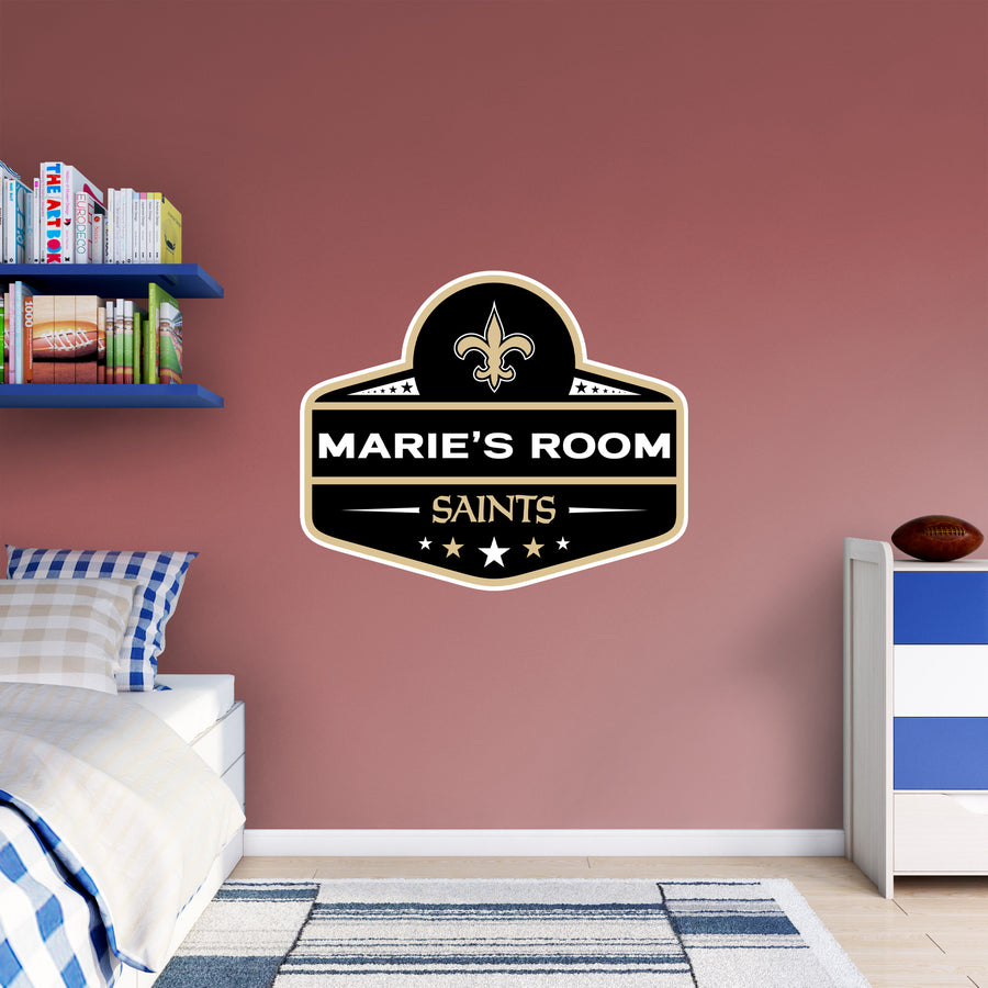 New Orleans Saints - Badge - With Personalized Name - Official NFL - Reusable Vinyl Transfer Decal