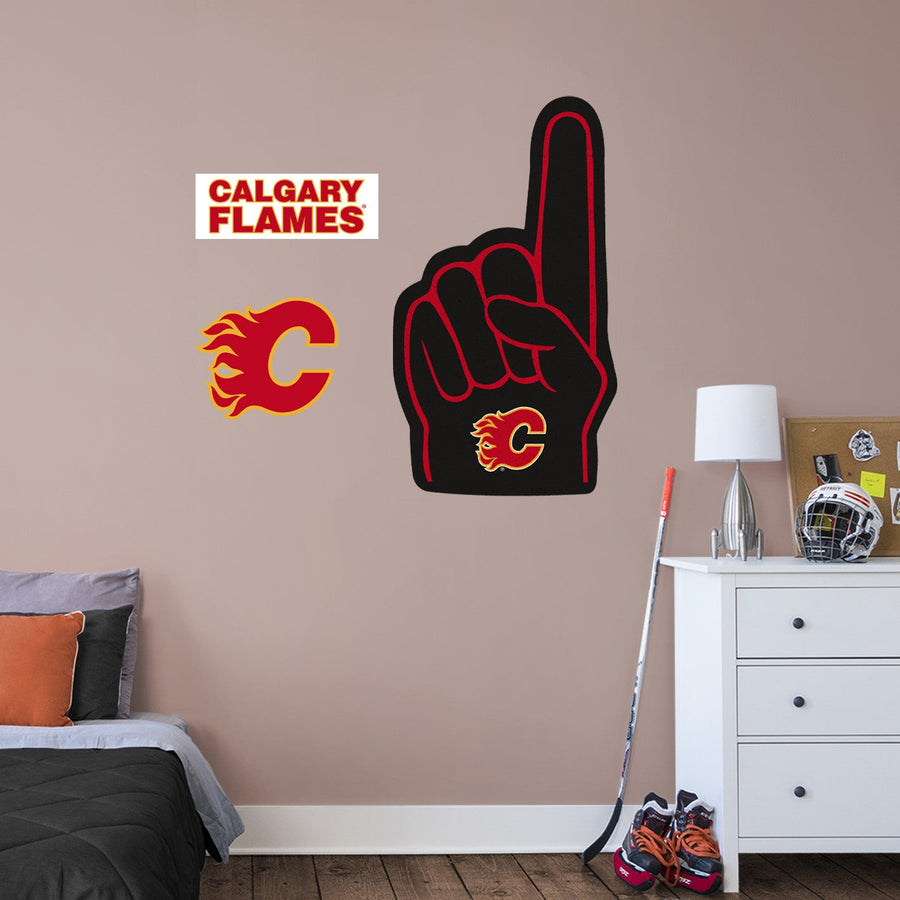 Calgary Flames - RealBig Foam Finger Collection - Official NHL - Reusable Vinyl Wall Decals