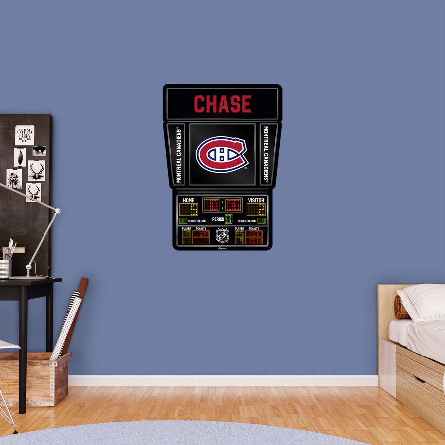 Montreal Canadiens - Scoreboard Graphic - With Personalized Name - Official NHL - Vinyl Transfer Decal