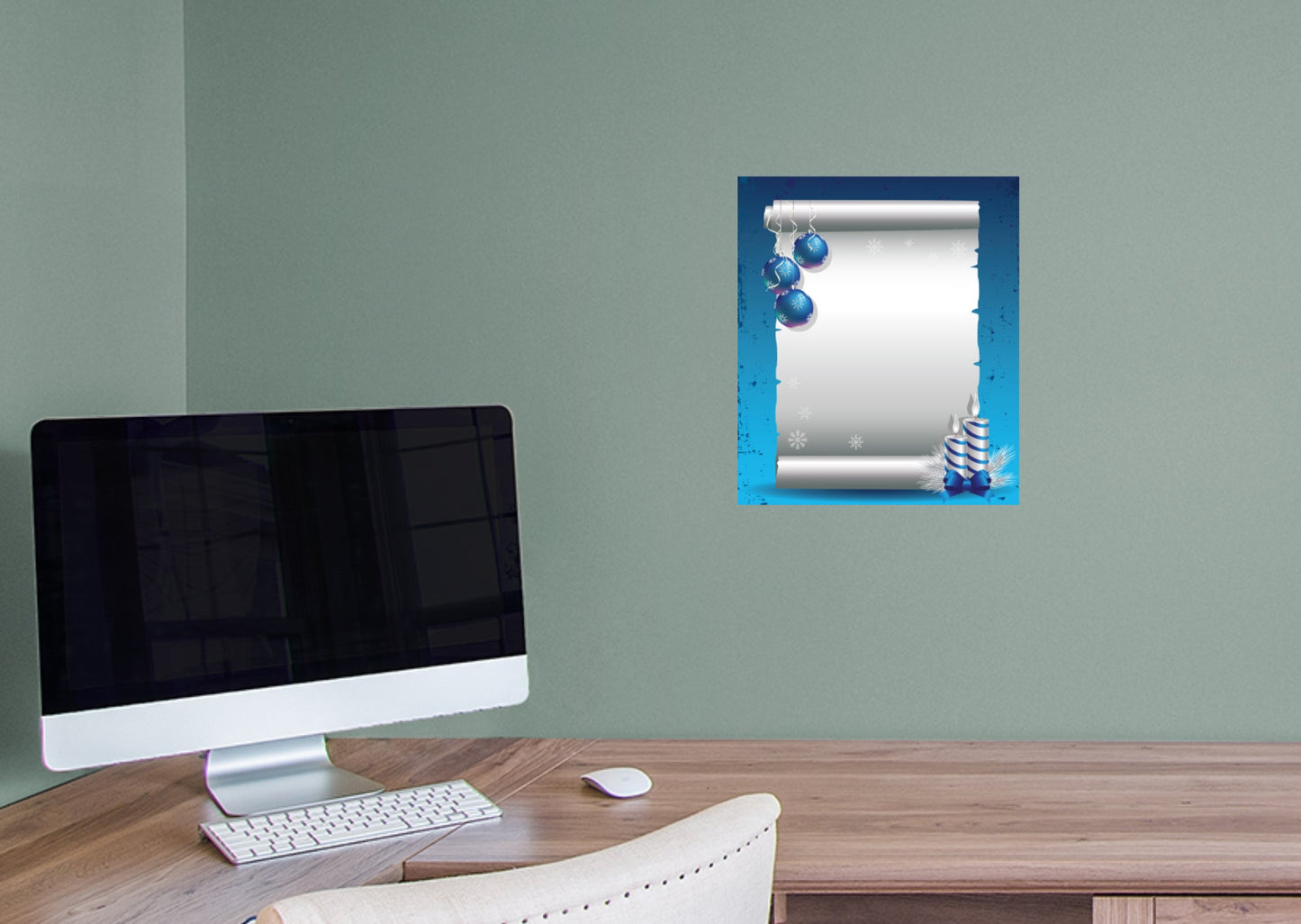 Christmas:  Blue Bow Dry Erase        -   Removable     Adhesive Decal