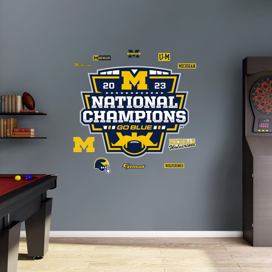 Michigan Wolverines - RealBig 2023 Football Champions Logo Collection - Official NCAA - Reusable Vinyl Wall Decals