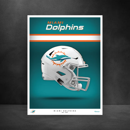 Miami Dolphins - Helmet Series - Peel & Stick Poster - Official NFL - Reusable Vinyl Wall Decal