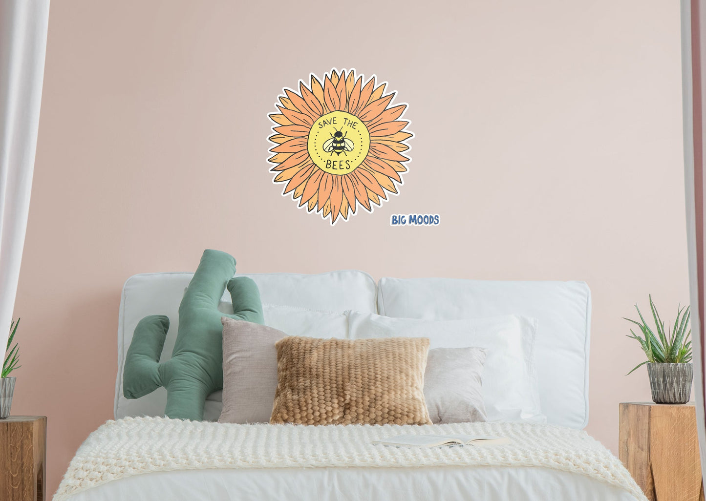 Save The Bees Floral        - Officially Licensed Big Moods Removable     Adhesive Decal