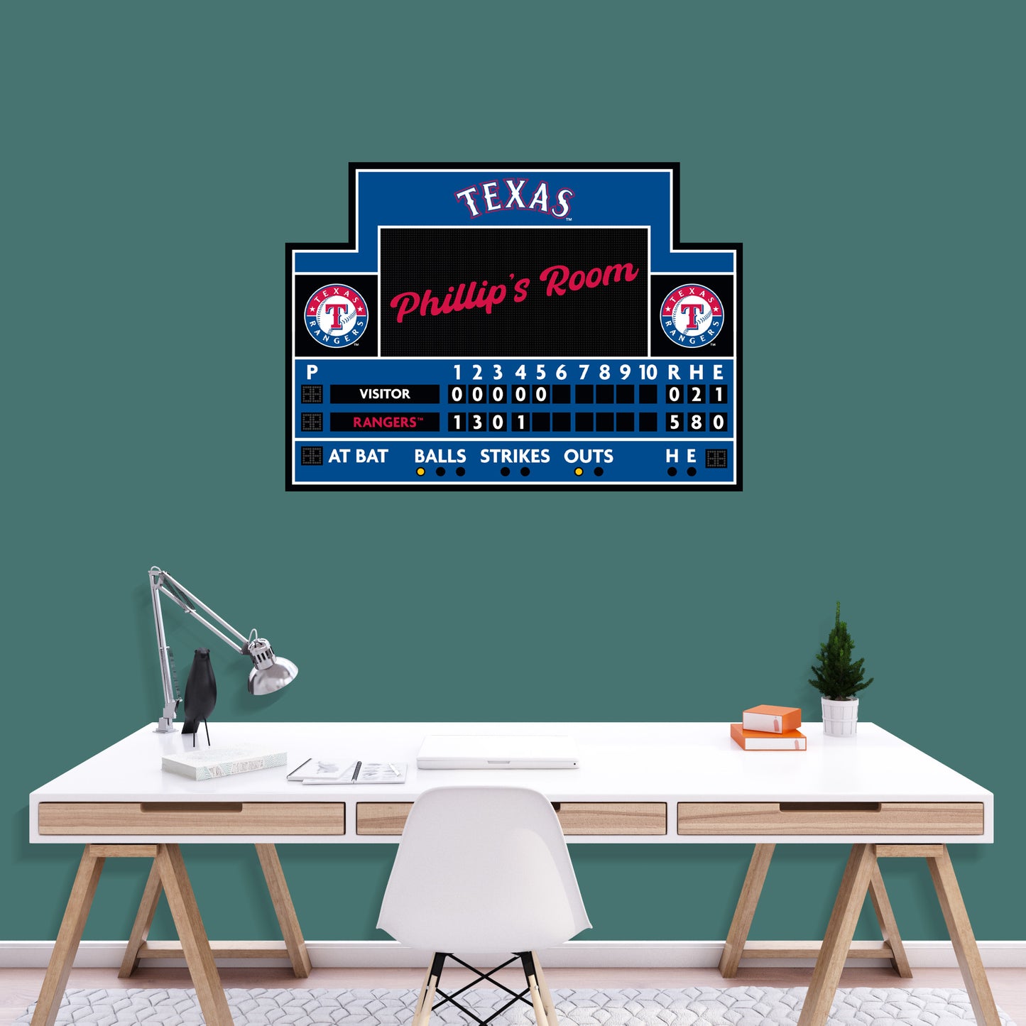 Texas Rangers: Scoreboard Personalized Name        - Officially Licensed MLB Removable     Adhesive Decal