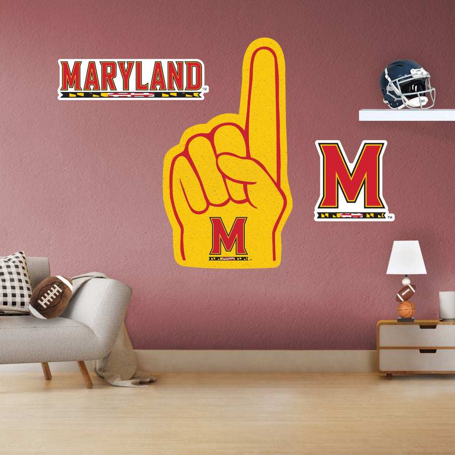 Maryland Terrapins - RealBig Foam Finger Collection - Official NCAA - Reusable Vinyl Wall Decals