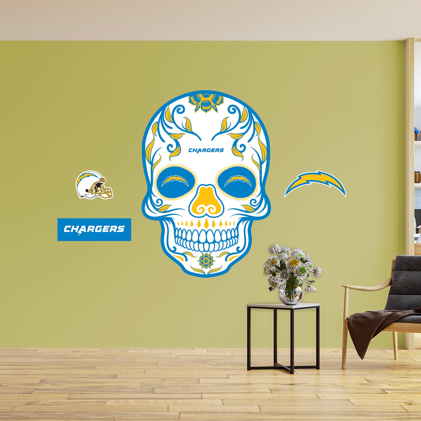 Los Angeles Chargers:   Skull        - Officially Licensed NFL Removable     Adhesive Decal