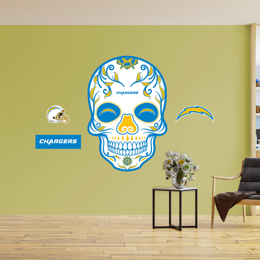 Los Angeles Chargers - RealBig Skull Collection - Official NFL - Reusable Vinyl Wall Decals