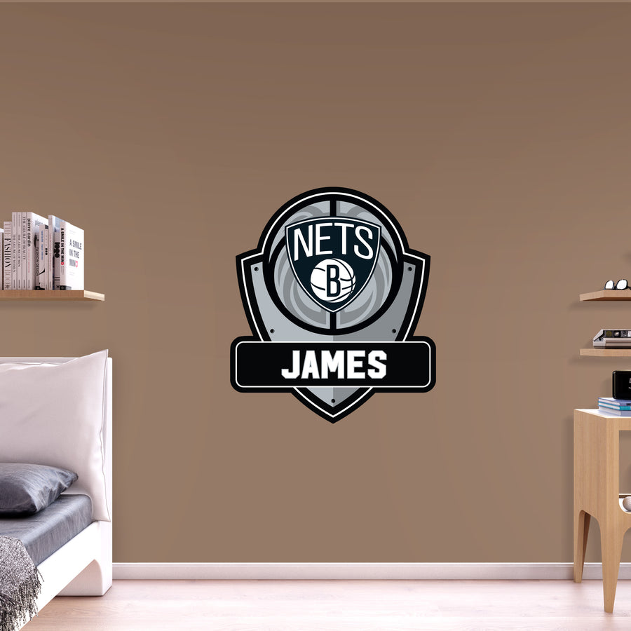 Brooklyn Nets - Badge - With Personalized Name - Official NBA - Vinyl Transfer Decal