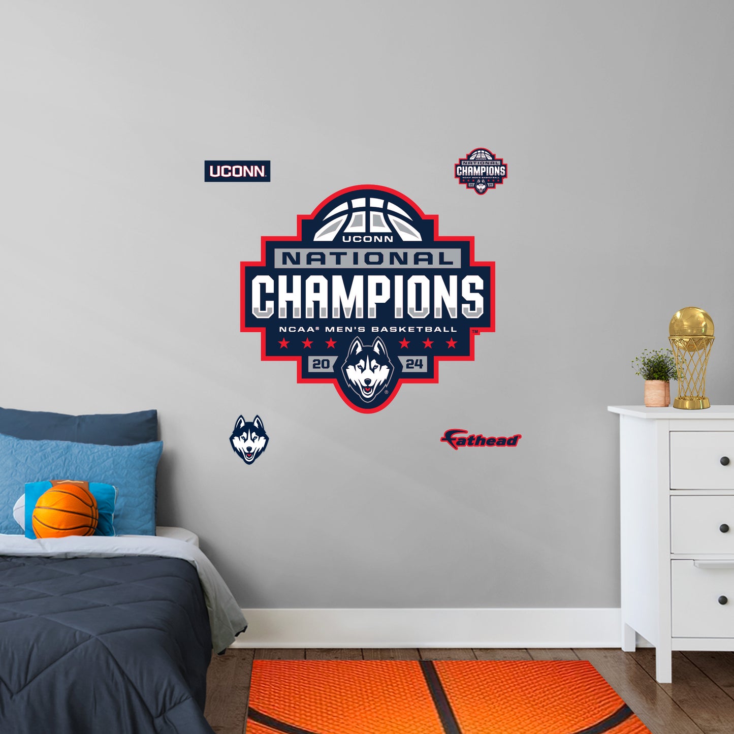 UConn Huskies:  2024 Men's Basketball National Champions Logo        - Officially Licensed NCAA Removable     Adhesive Decal