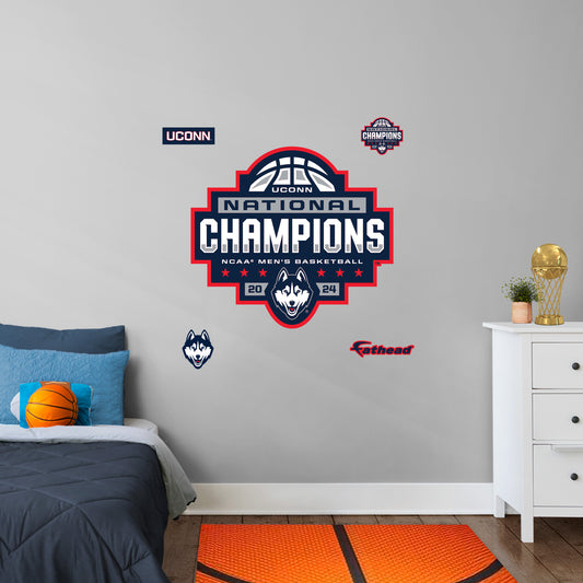 UConn Huskies:  2024 Men's Basketball National Champions Logo        - Officially Licensed NCAA Removable     Adhesive Decal