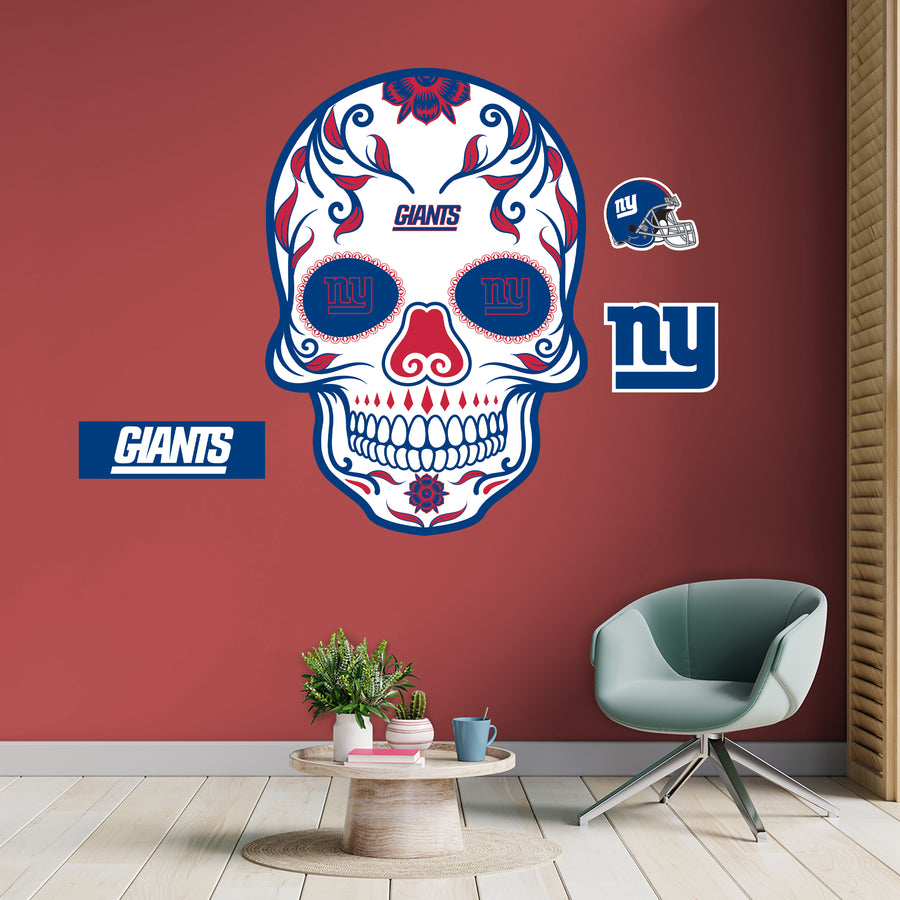 New York Giants - RealBig Skull Collection - Official NFL - Reusable Vinyl Wall Decals