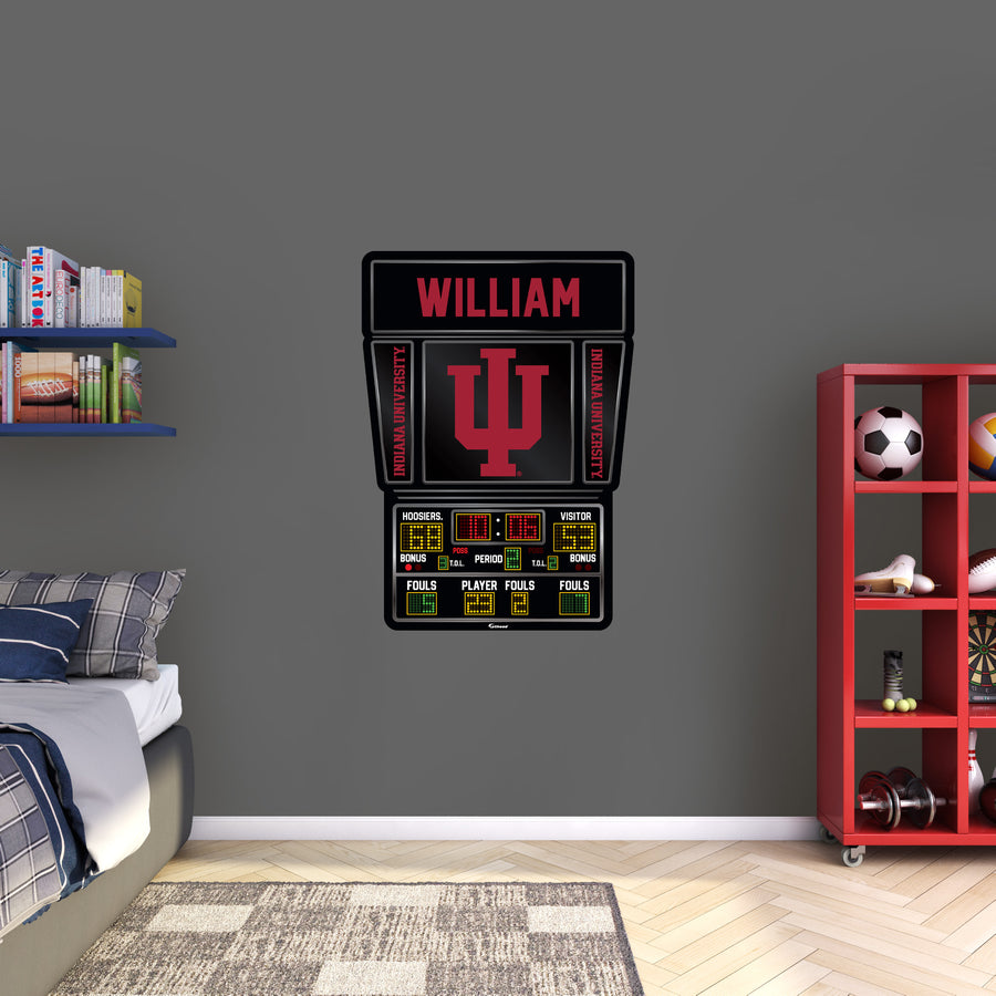 Indiana Hoosiers - Basketball Scoreboard - With Personalized Name - Official NCAA - Removable Adhesive Decal