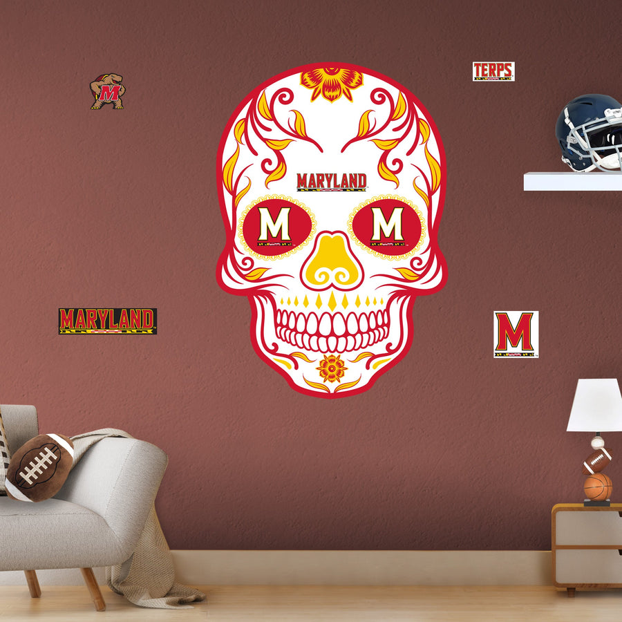 Maryland Terrapins - RealBig Sugar Skull Collection - Official NCAA - Reusable Vinyl Wall Decals