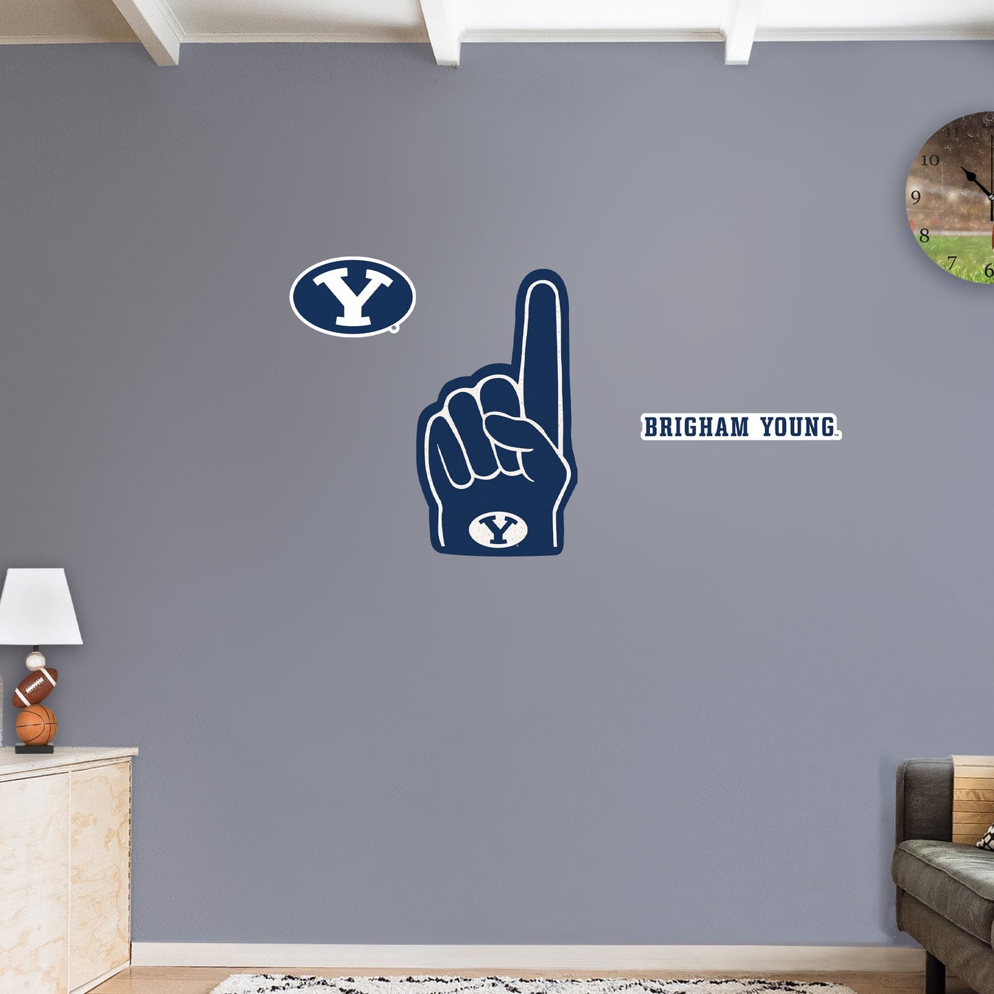 BYU Cougars:    Foam Finger        - Officially Licensed NCAA Removable     Adhesive Decal
