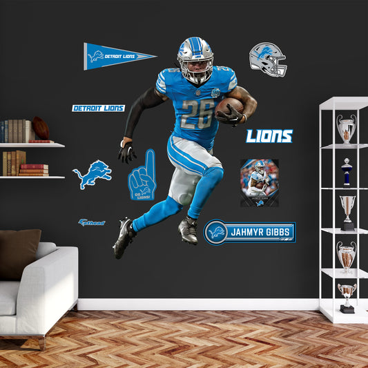 Detroit Lions: Jahmyr Gibbs Home        - Officially Licensed NFL Removable     Adhesive Decal